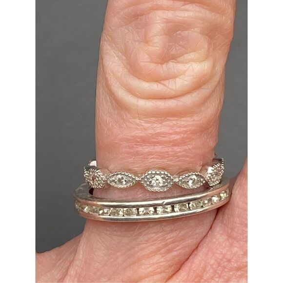 Sterling silver 925 Cz rings one channel set eternity band one filigree style - Picture 5 of 8